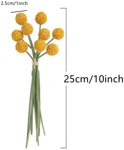 Rikyo 18 Stem Artificial Billy Balls Bouquet 10 Inch Golden Flowers for Home Decor