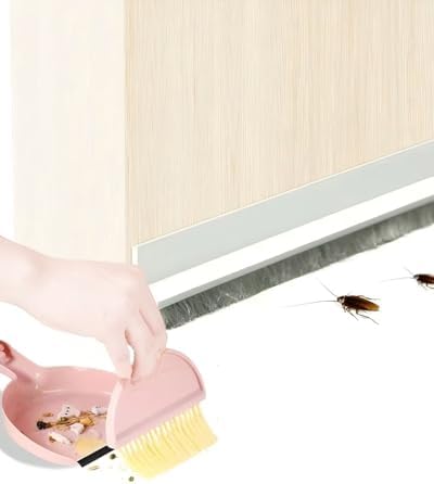 OHLLWERD Door Sweep Set 2 Pcs Under Door Draft Stopper with Brush Seals and Dust Pan