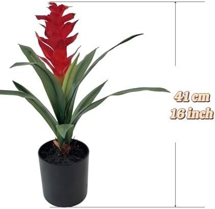 16 Inch Artificial Bromeliad Plant Red