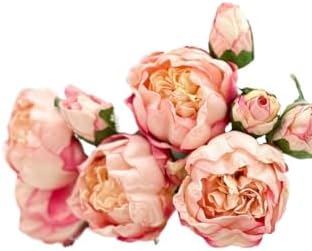 Unique 10 Stems Cream Artificial Wedding Flowers Dried Pink Peonies for Home Decoration Gifts Decor