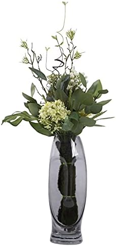 Artificial Eucalyptus Bouquet with Glass Vase for Home Office Bedroom