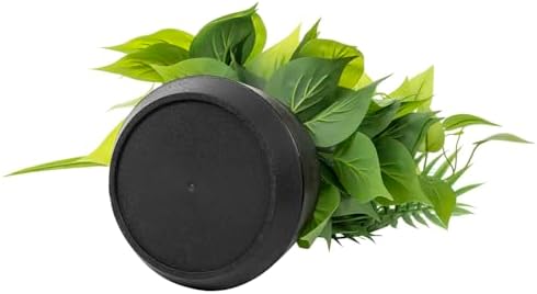 MyGift 15 Inch Artificial Palm and Vine Decor in Black Concrete Pot