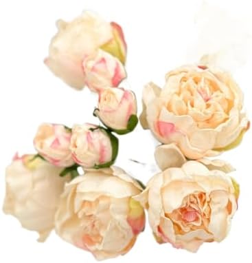 Unique 10 Stems Cream Artificial Wedding Flowers Dried Pink Peonies for Home Decoration Gifts Decor