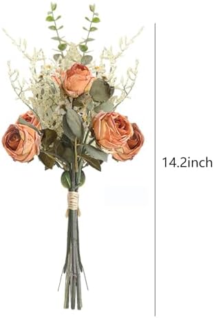 EAZHOP Natural Dried Rose Bouquet 6 Flowers Set 14 Inches Wedding Decoration