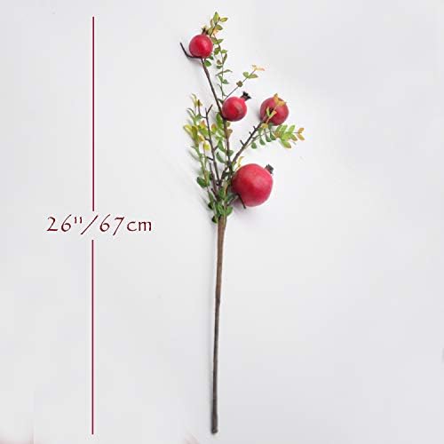 3PCS 26 Inch Artificial Pomegranate Branches Red Plants for Home Office Decor