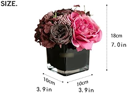 Artificial Rose Flower with Glass Vase for Home Decor