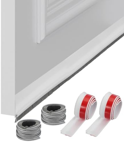 Uxcell 2 Pcs Door Sweep with Adhesive and Brush for Cold Insulation and Noise Blocker White