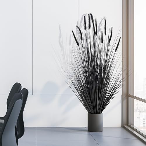 KOL Artificial 5ft Horsetail Reed Grass Plant in Black