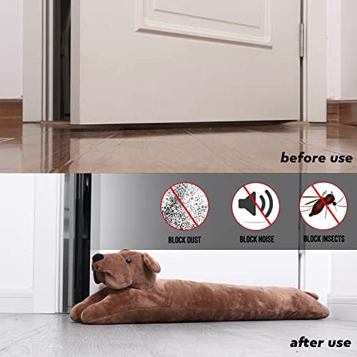 Cute Dog Door Draft Stopper 34 Inch Heavy Duty Decorative Soundproof Blocker