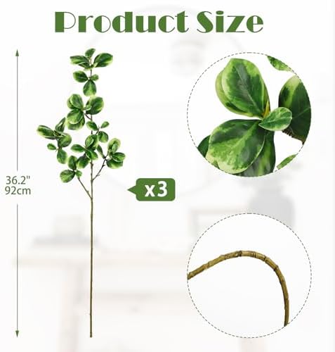 Hollyone Artificial Greenery Stems 362 Inch 3 Pack