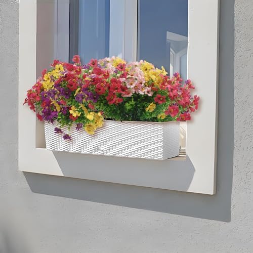 Vopie Artificial Flowers 12 Bundle UV Resistant Fake Silk Plants