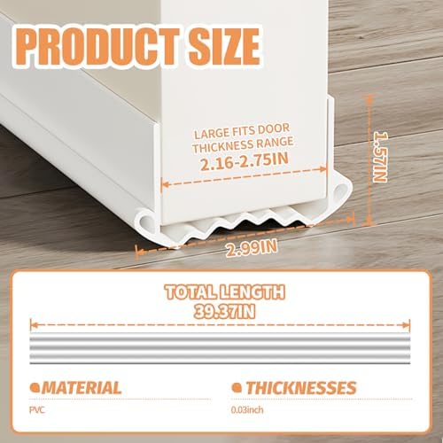 Under Door Draft Stopper Adjustable 39 Inch Cuttable PVC Door Seal