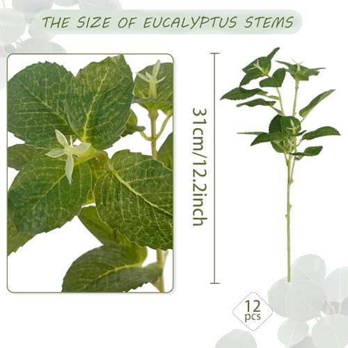 12pcs Artificial Mint Plant Faux Greenery Decor
