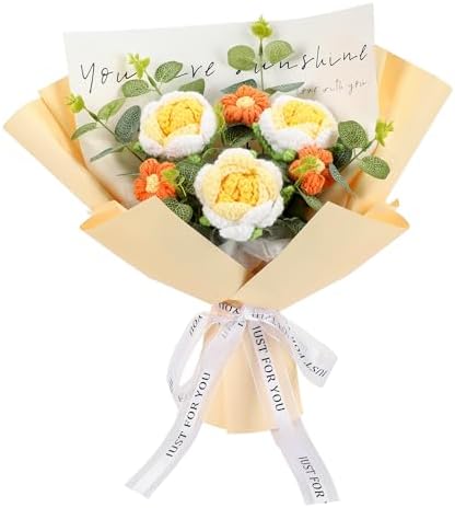 Yellow Handmade Crochet Flower Bouquet for Home Decor and Occasions