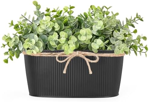 Dahey Artificial Eucalyptus Plants Indoor Decor in Black Rectangular Pots