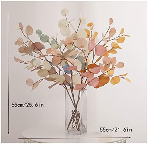 Faux Eucalyptus Artificial Flowers with Glass Vase for Home Decor