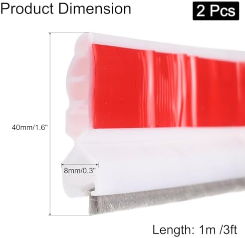 Uxcell Door Draft Stopper with Brush 2 Pcs Self-Adhesive for Bottom of Door White 3Ft