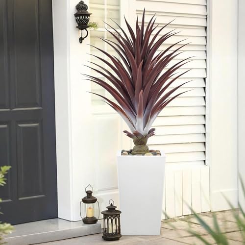 36FT Artificial Red Agave Plant with White Pot