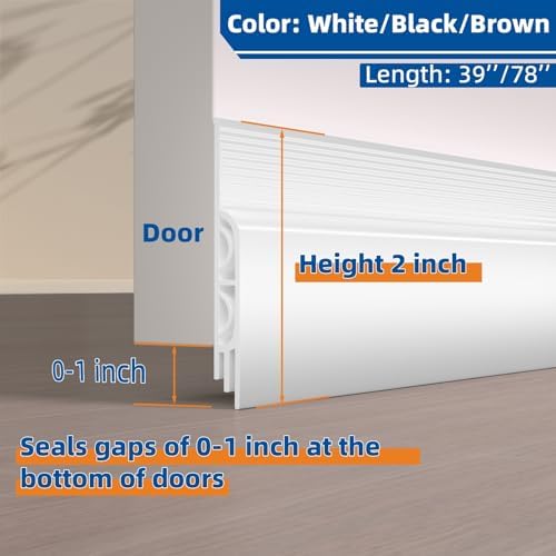 78 Inch Door Draft Stopper with Strong Adhesive