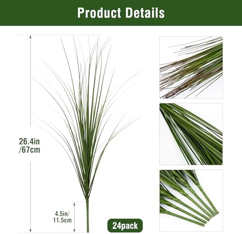24PCS Artificial Wheat Grass for Indoor Outdoor Decor