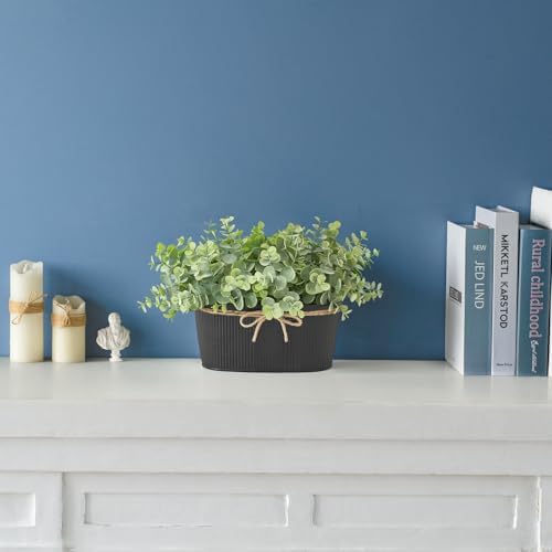 Dahey Artificial Eucalyptus Plants Indoor Decor in Black Rectangular Pots