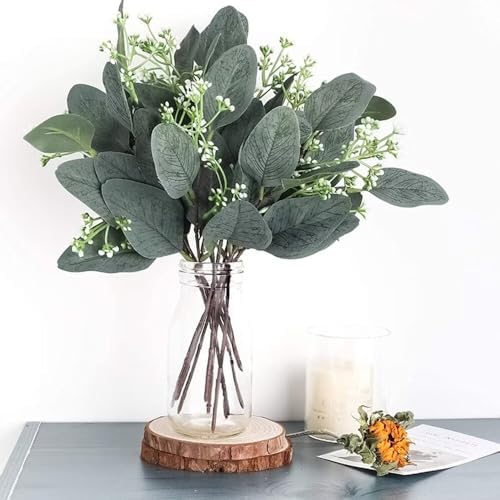 10pcs Mixed Artificial Eucalyptus Leaves Faux Greenery for Wedding Vase Centerpieces Home Decor