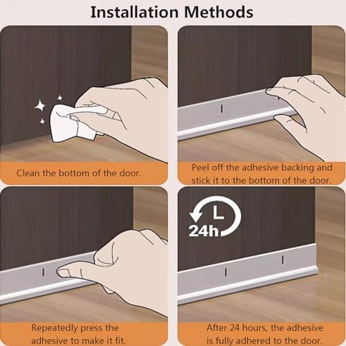 Hailm 2 Pack Door Draft Stopper Aluminum Bottom Seal