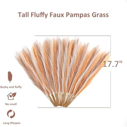 Acfruits 30 Pcs Faux Pampas Grass 17 Inch Decor