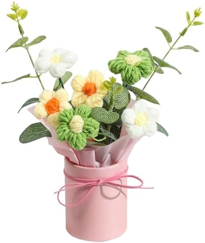 Vynora Crochet Daisy Flowers Bouquet Yellow