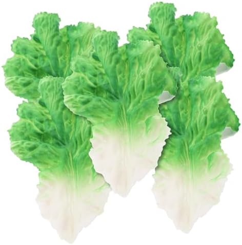 Magiclulu 5 Pcs Realistic Lettuce Leaf Props for Home Kitchen Decoration