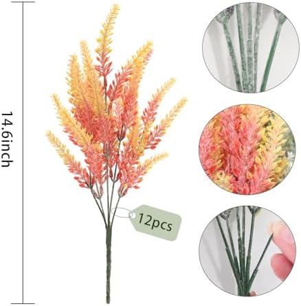 RECUTMS 12 Pcs Artificial Lavender Bouquet UV Resistant DIY Floral Centerpieces