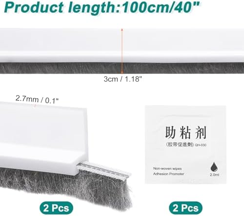 Uxcell 2 Pcs Door Sweep with Self Adhesive 40 x 12 Door Draft Stopper