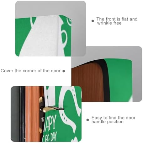 Susiyo Green Clover Halloween Door Cover Stretch Fabric Door Decoration for Home Party Holidays
