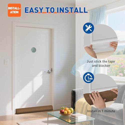 MAGZO 36 Inch Door Draft Stopper Weighted Triangular Snake for Winter Noise Blocker with Hook Loops