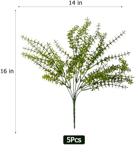 5PCS Artificial Boxwood Greenery Faux Plants for Garden Farmhouse Decor