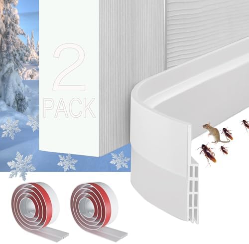 2 Pack Door Draft Stoppers for Bottom of Door 39 Inch White Silicone Weather Stripping Door Seal