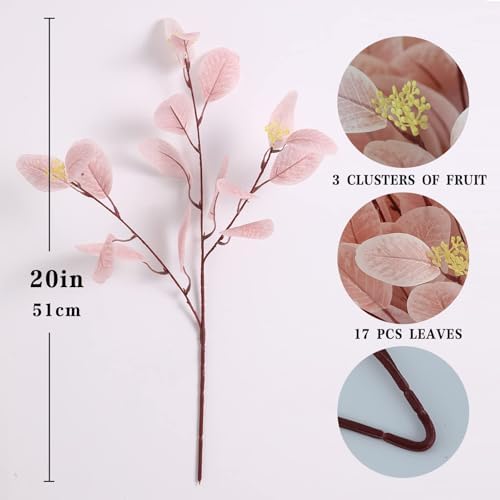 12Pcs Artificial Eucalyptus Stems with Berries for Decor