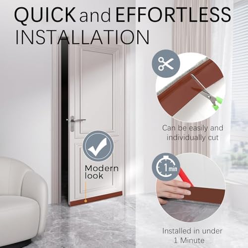 2 Pack Under Door Draft Stoppers with Brush Seal Brown