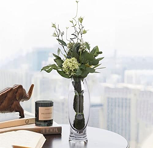Artificial Eucalyptus Bouquet with Glass Vase for Home Office Bedroom