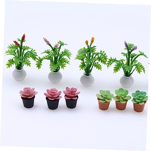 7Pcs Miniature Plants Realistic Bonsai Decor for Dollhouse and Mini Garden