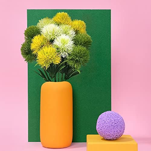 SNAIL GARDEN 15Pcs Artificial Dandelion Bouquet with Vase Kraft Bag