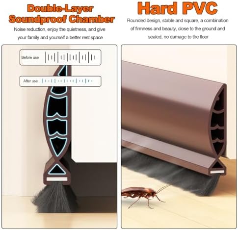 White Under Door Draft Stoppers with Brush