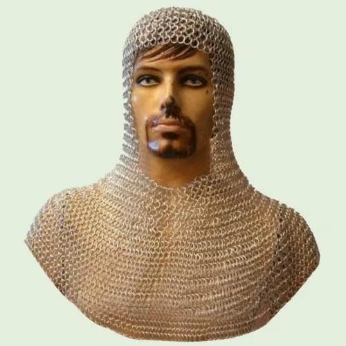 Generic Aluminum Silver Chainmail Coif Medieval Viking Larp Hood