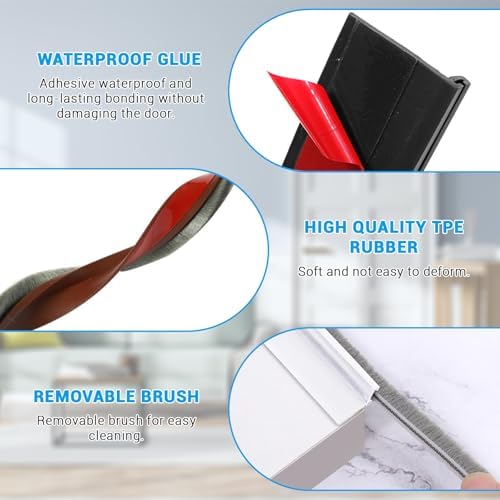 Huakaile 2 Pack Rubber Door Sweep with Brush