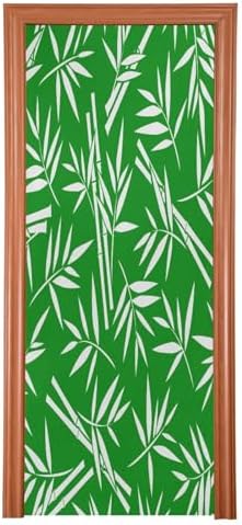 Susiyo Green Bamboo Halloween Door Cover Stretch Fabric Door Decoration for Home Parties
