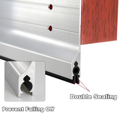 33 Inch Metal Door Seal Strip Noise Proof Draught Excluder Silver Custom Cut Fit