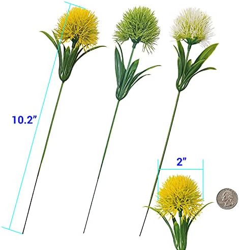 SNAIL GARDEN 15Pcs Artificial Dandelion Bouquet with Vase Kraft Bag
