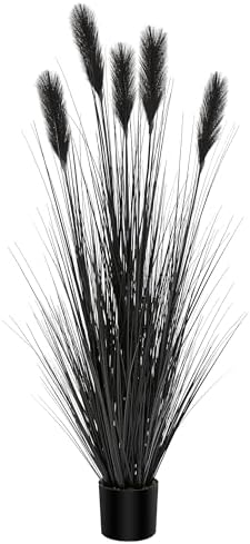 KOL 5ft Black Feather Reed Artificial Grass Plant