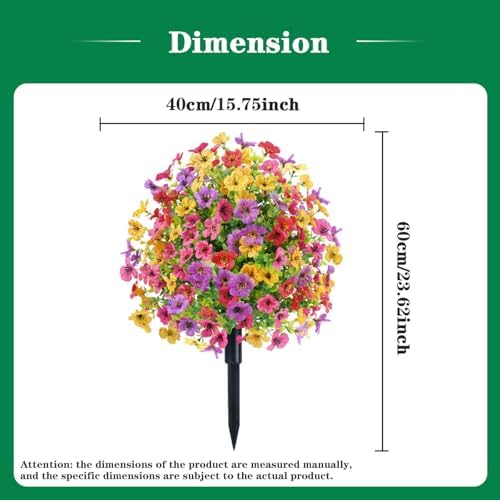 Artificial Flower Garden Stake 24 Multicolor UV Resistant Plastic Faux Greenery