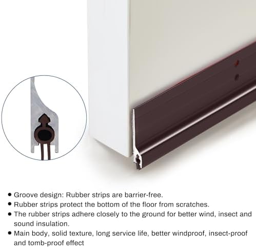 Gisafai 2 Pcs 36 Inch Metal Door Draft Stopper Brown